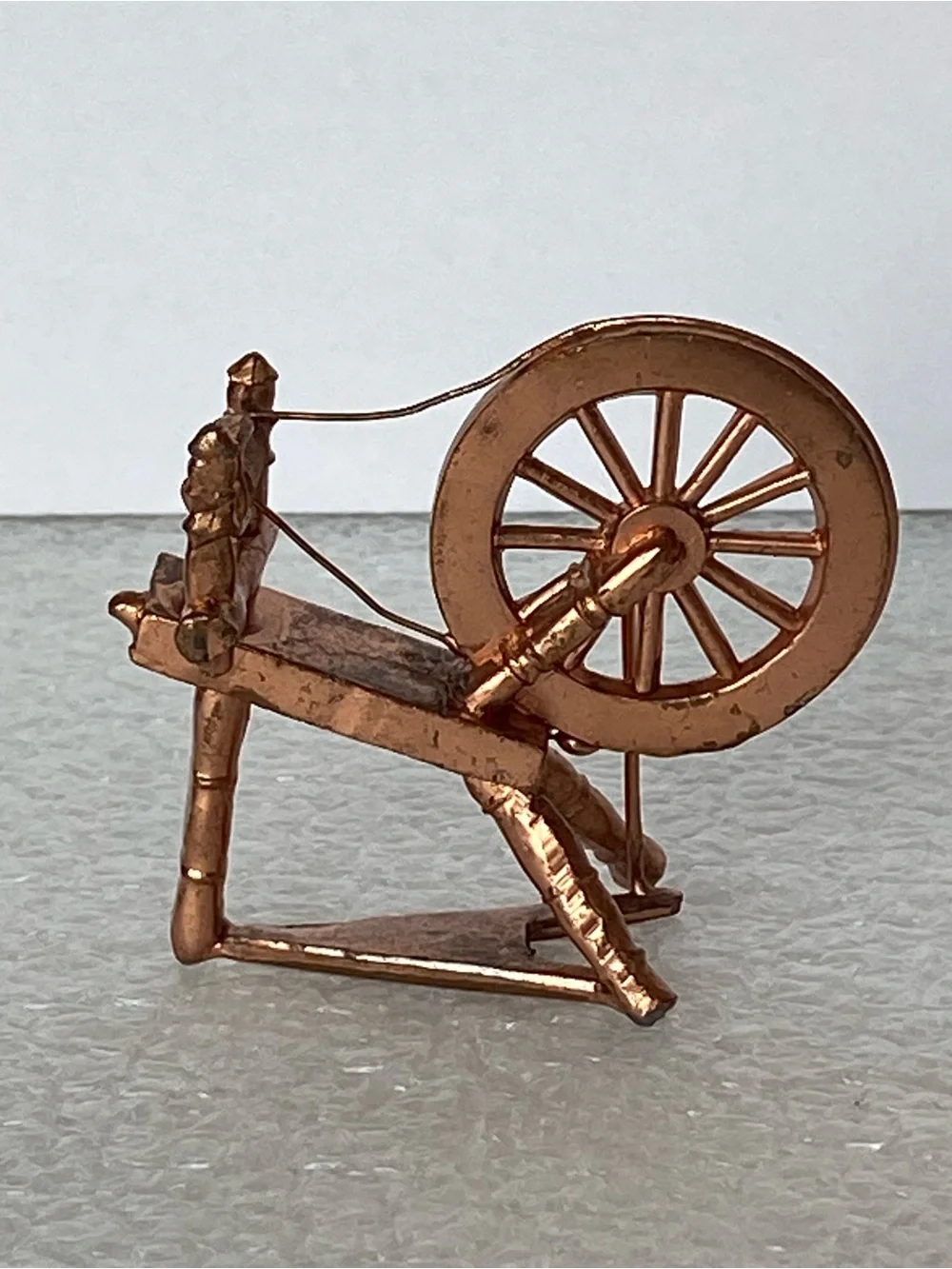 Vintage Dollhouse Miniature Die-Cast Metal Spinning Wheel